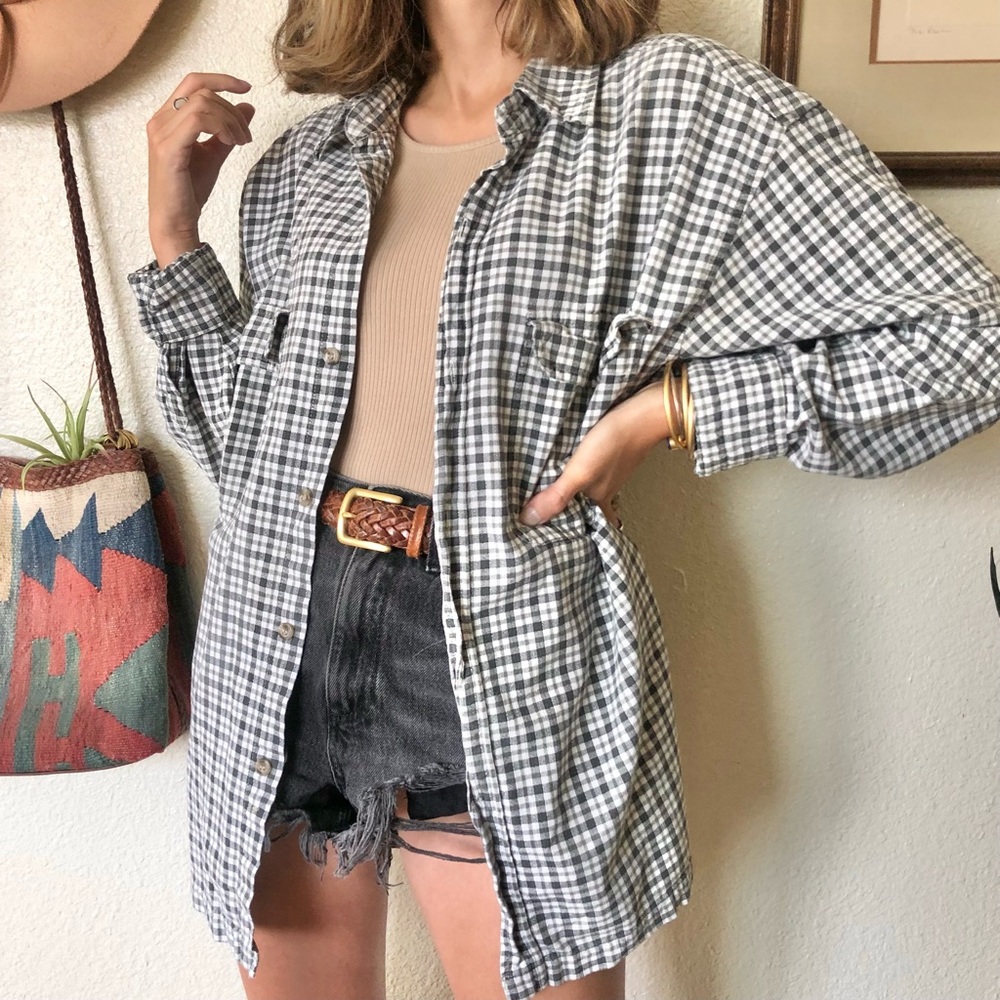 Y2K Plaid Button Down Work Shirt